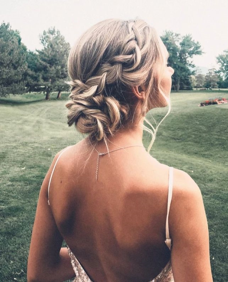 updo hairstyle for backless dress